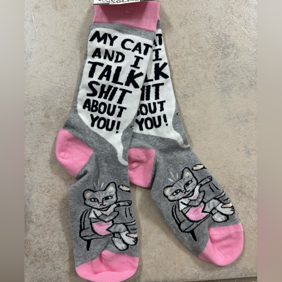 Primitive Accessories - NWT “My cat and I talk about you” pink socks